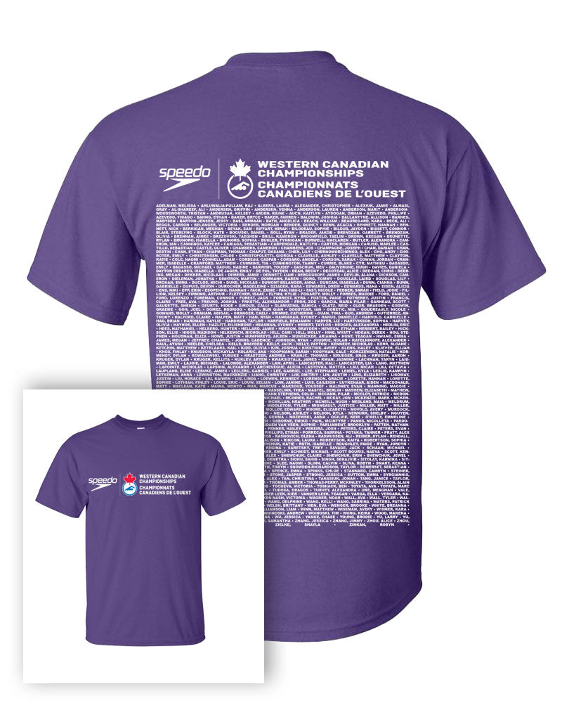 Swim Canada Westerns 2018 Short Sleeve T-Shirt With Names On Back