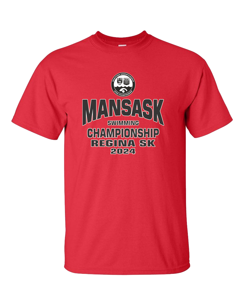 2024 ManSask Swimming Champiosnhip T-Shirt with Names on the Back