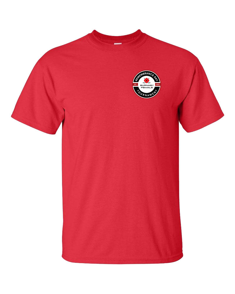 2023 Burnaby Wildcats Remembrance Day Competition Short Sleeve T Shirt with Team Names on the Back