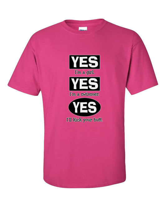 Yes I Am A Girl Yes I Am A Swimmer Short Sleeve T-Shirt