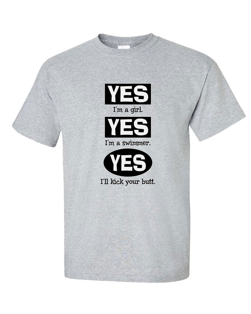 Yes I Am A Girl Yes I Am A Swimmer Short Sleeve T Shirt Small Sport Grey